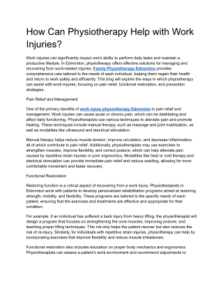 How Can Physiotherapy Help with Work Injuries