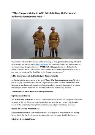 The Complete Guide to WWI British Military Uniforms and Authentic Reenactment Gear