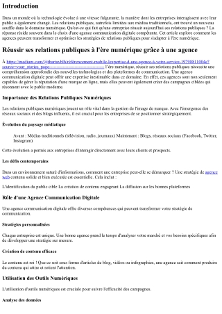 Réussir ses relations publiques à l'ère numérique grâce à une agence