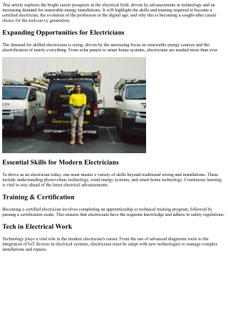 The Electrician Evolution: The Electrifying Future of Electrician Careers