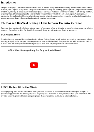 The Dos and Don'ts of Renting a Limo to your Unique Celebration