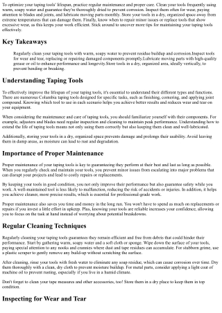 Maximize Your Taping Tools' Lifespan With Care