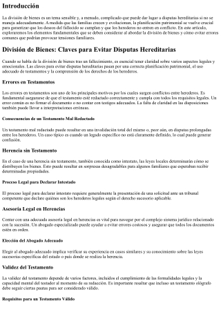 División de Bienes: Claves para Evitar Disputas Hereditarias