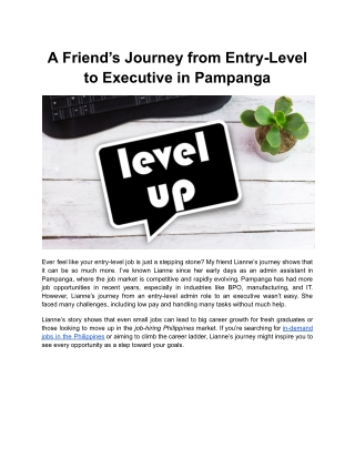 A Friend’s Journey from Entry-Level to Executive Pampanga