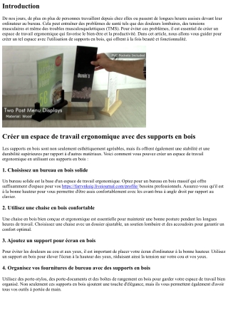Créer un espace de travail ergonomique avec des supports en bois