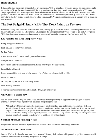The Best Budget-Friendly VPNs That Don't Skimp on Features