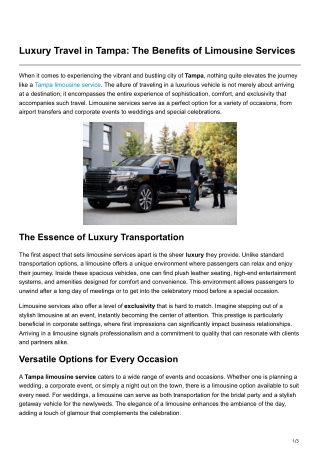 Luxury Travel in Tampa The Benefits of Limousine Services