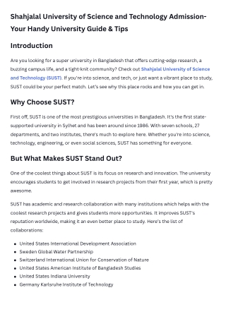 Shahjalal University of Science and Technology Admission- Your Handy University Guide & Tips 