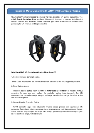 Improve Meta Quest 3 with AMVR VR Controller Grips