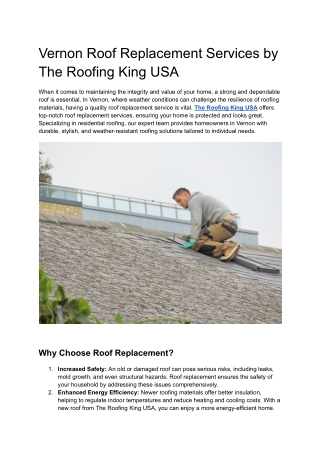 Vernon Roof Replacement Services by The Roofing King USA