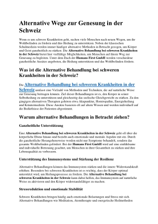 Alternative Wege zur Genesung in der Schweiz