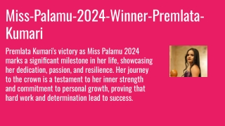Miss Palamu 2024 Winner Premlata Kumari