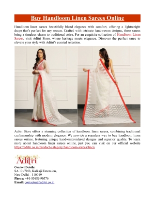 Buy Handloom Linen Sarees Online
