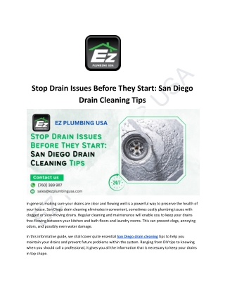 Stop Drain Issues Before They Start_ San Diego Drain Cleaning Tips