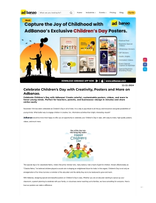 Celebrate Children's Day with Creativity, Posters and More on Adbanao.
