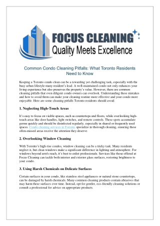 Condo Cleaning services
