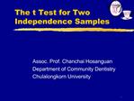 The t Test for Two Independence Samples