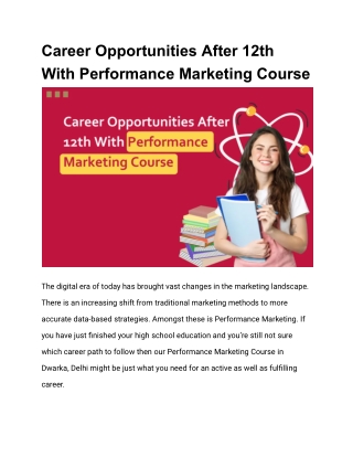 Career Opportunities After 12th With Performance Marketing Course