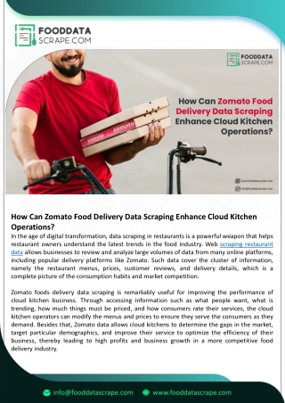 How Can Zomato Food Delivery Data Scraping Enhance Cloud Kitchen Operations?