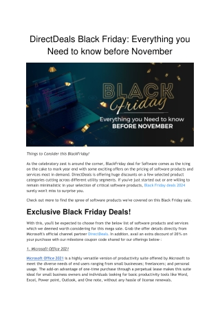 DirectDeals Black Friday- Everything you Need to know before November