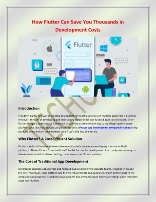 How Flutter Can Save You Thousands in Development Costs
