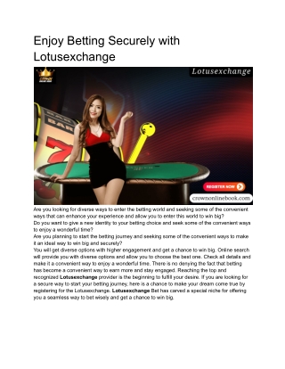 Enjoy Betting Securely at Lotusexchange