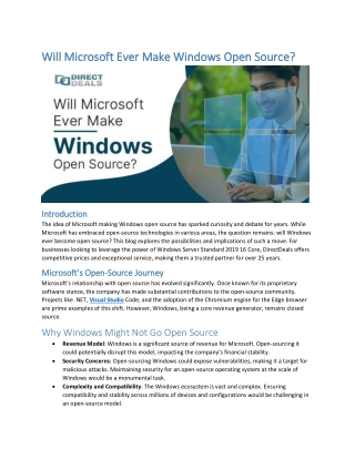 Will Microsoft Ever Make Windows Open Source