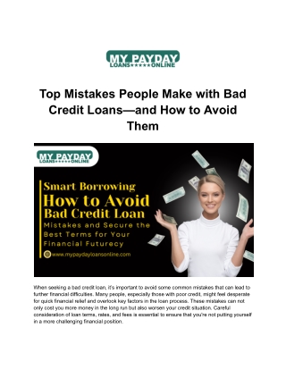 Top Mistakes to Avoid When Applying for a Bad Credit Loan: Expert Tips for Smart