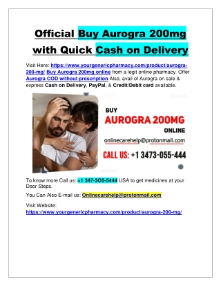 Official Buy Aurogra 200mg with Quick Cash on Delivery