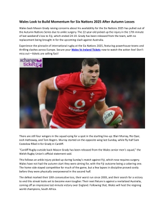 Wales Look to Build Momentum for Six Nations After Autumn Losses