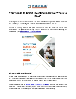 Your Guide to Smart Investing in Rewa Where to Start