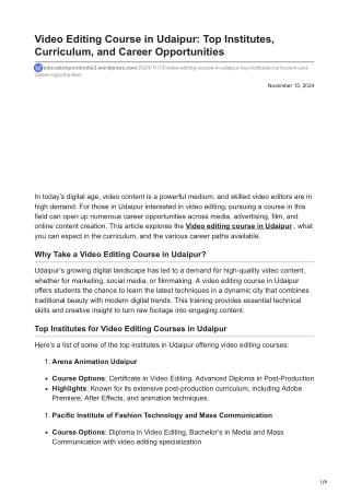 educationpointindia3.wordpress.com-Video Editing Course in Udaipur Top Institutes Curriculum and CareernbspOpportunities