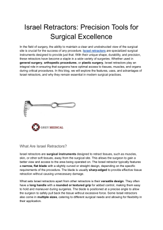 Israel Retractors_ Precision Tools for Surgical Excellence
