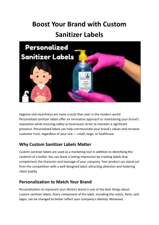 Boost Your Brand with Custom Sanitizer Labels.