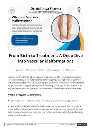 Vascular Malformations: Recognizing Symptoms and Exploring Treatment Options