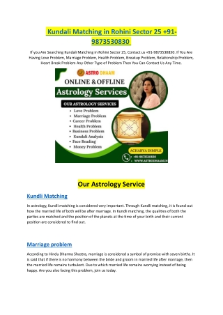 Kundali Matching in Rohini Sector 25  91-9873530830