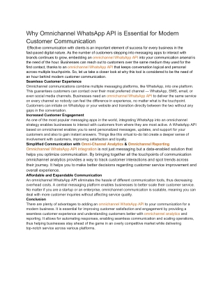 Why Omnichannel WhatsApp API is Essential for Modern Customer Communication