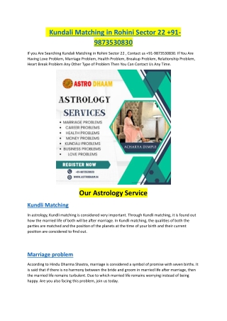 Kundali Matching in Rohini Sector 22  91-9873530830