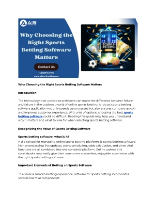 Why Choosing the Right Sports Betting Software Matters