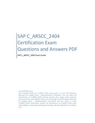 SAP C_ARSCC_2404 Certification Exam Questions and Answers PDF