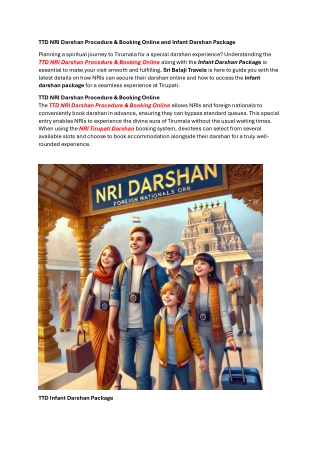 TTD NRI Darshan Procedure & Booking Online and Infant Darshan Package