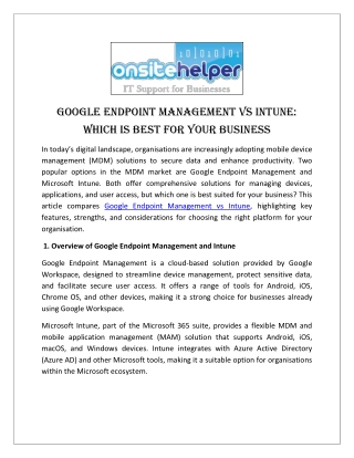 Google Endpoint Management vs Intune Which is Best for Your Business