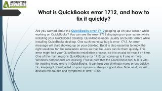 An easy method to resolve QuickBooks Error Code 1712