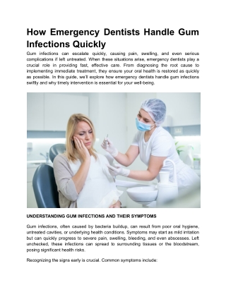 How Emergency Dentists Handle Gum Infections Quickly