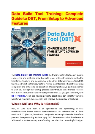 Best Data Build Tool Training | DBT Training