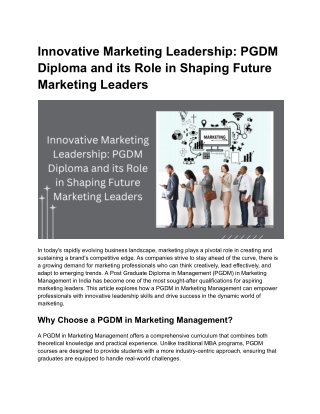 Innovative Marketing Leadership_ PGDM Diploma and its Role in Shaping Future Marketing Leaders