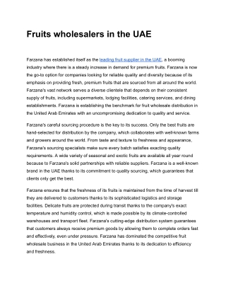 Fruits wholesalers in the UAE