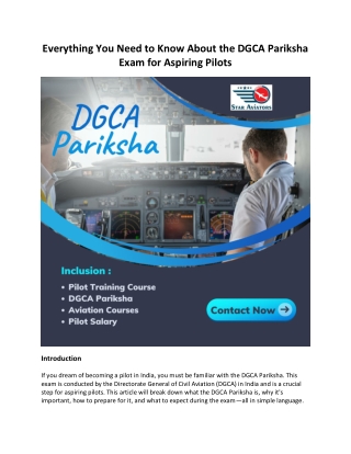 To Know About the DGCA Pariksha Exam for Aspiring Pilots