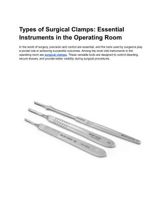 Types Of Surgical Clamps
