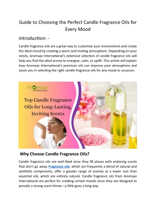 Guide to Choosing the Perfect Candle Fragrance Oils for Every Mood